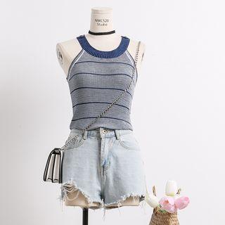 Halter Knit Top Blue - One Size