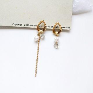 Non-matching Faux Pearl Dangle Earring / Clip-on Earring