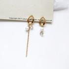 Non-matching Faux Pearl Dangle Earring / Clip-on Earring