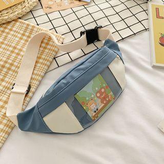 Pvc Panel Two-tone Canvas Sling Bag