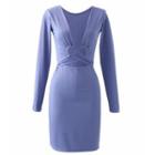 Long-sleeve Strappy Cut-out Sheath Dress