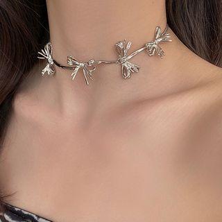 Bow Metal Choker Silver - One Size