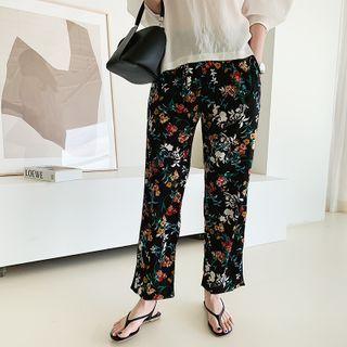Flower Pattern Straight-cut Pants