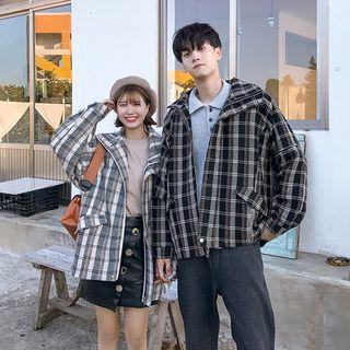 Couple Matching Plaid Zip-up Coat