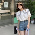 Embroider Oversize Blouse White - One Size
