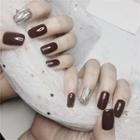 Faux Nail Tip 307 - Glue - Coffee & Silver - One Size