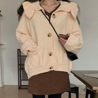 Ruffled Wide-collar Cardigan