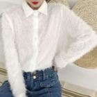 Plain Tassel Long-sleeve Blouse