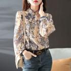 Long-sleeve Print Qipao Top