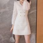 Long-sleeve Panel Mini A-line Tweed Dress
