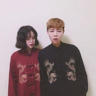 Couple Matching Embroidered Frog-button Jacket