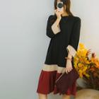 Ruffle-hem Color-block T-shirt Dress