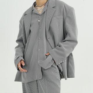 Striped Blazer / Shirt / Wide Leg Pants
