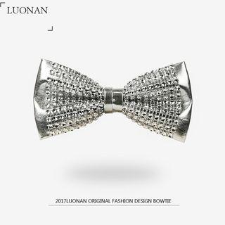 Faux Leather Embellished Bow Tie