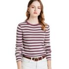 Long Sleeve Stripe Ribbed Knit Top