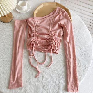 One-shoulder Drawstring T-shirt