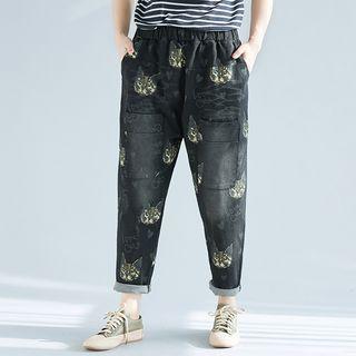 Printed Straight Cut Jeans