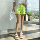 Roll-up Hem Neon-color Shorts