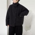 Padded Button-up Jacket Black - One Size