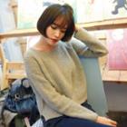 Raglan-sleeve Rib-knit Sweater