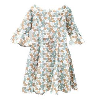 Heart Print Off-shoulder A-line Dress