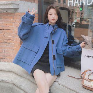 Plain Woolen Zipped Jacket