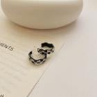 Irregular Checker Alloy Open Hoop Earring 1 Pair - Black - One Size