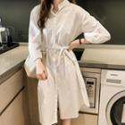 Tie Waist 3/4-sleeve Shirt Dress