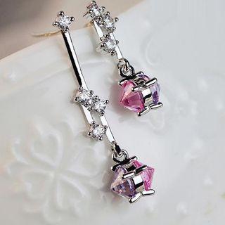 Cz Sterling Silver Color-block Earring