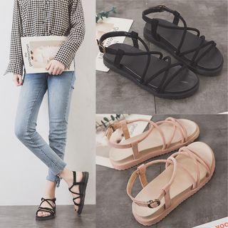 Suede Criss Cross Platform Sandals