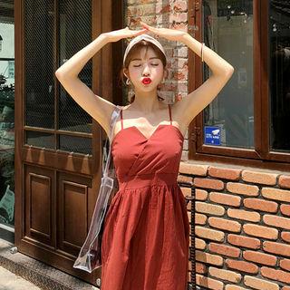 Spaghetti-strap Sweetheart-neck Midi Dress