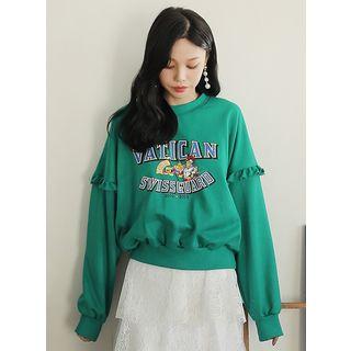 Ruffle-trim Graphic Sweatshirt