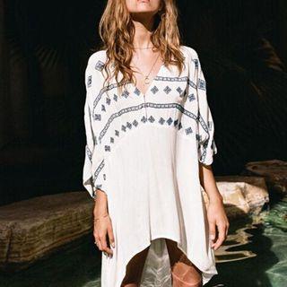 Printed V-neck Cover-up