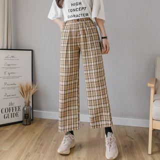 Crop Plaid Straight Leg Pants