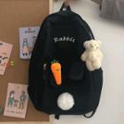 Lettering Embroidered Backpack / Bag Charm / Set