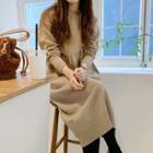 Wool Blend Midi Hoodie Dress Beige - One Size