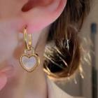 Heart Shell Alloy Dangle Earring 1 Pair - Black & White - One Size