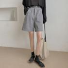 Plaid Wide-leg Shorts / Belt / Set
