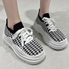 Houndstooth Platform Lace Up Sneakers