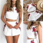 Set: Embroidered Strappy Top + Shorts