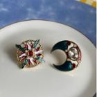 Non-matching Alloy Moon & Star Earring 1 Pair - Silver Needle Earring - One Size