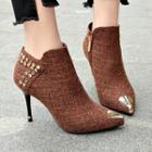 Studded Pointed High Heel Ankle Boots