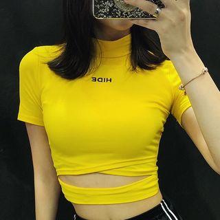 Mock-neck Cropped Short-sleeve T-shirt