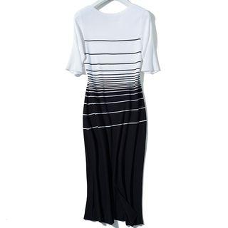 Striped Color Block Short Sleeve Knit Dress