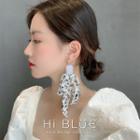 Leaf Print Bow Drop Earring As Shown In Figure - One Size