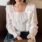 Layered Ruffle Trim Square-neck Blouse