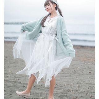 Long-sleeve Floral Midi Mesh Dress