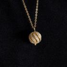 Rhinestone Bead Pendant Necklace Cutout Bead Necklace - One Size