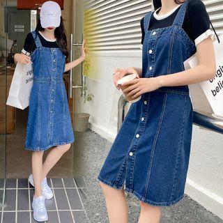 Denim Slim-fit Overall Dress