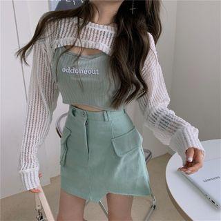 Lettering Camisole Top / Long-sleeve Top / A-line Skirt